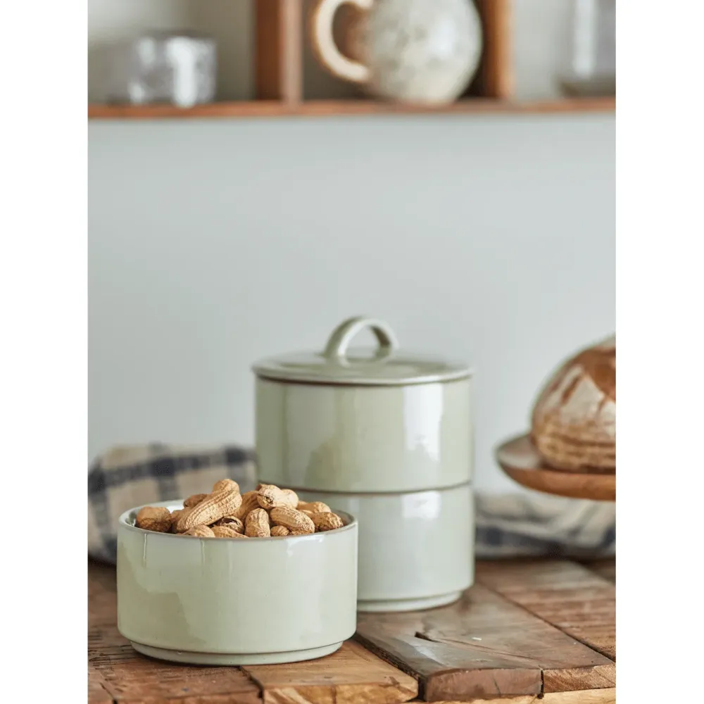 Bloomingville Ebba Burk Med Lock Grön Stengods ⌀15 cm (OKT)