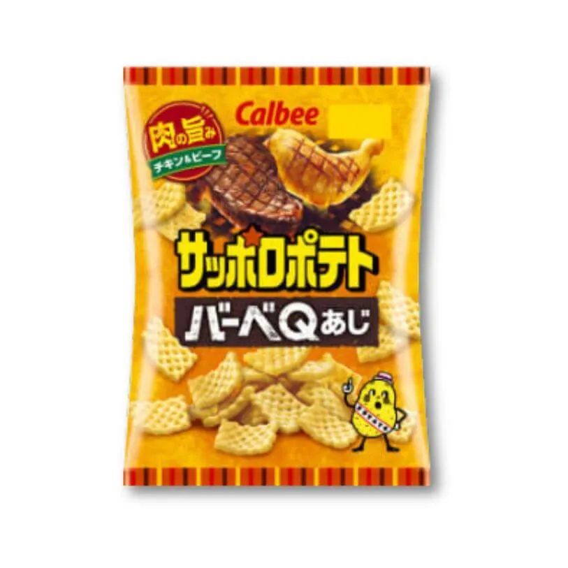 Calbee Sapporo Potato BBQ Chips - Stor Kyckling & Nötkött