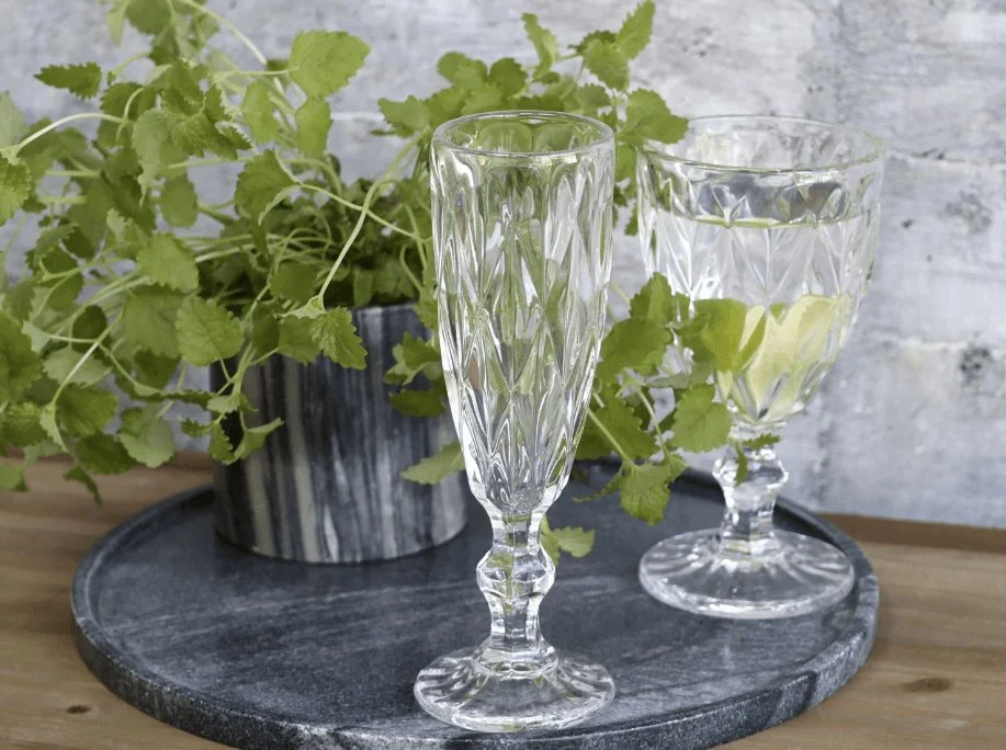Champagneglas med diamantslipning