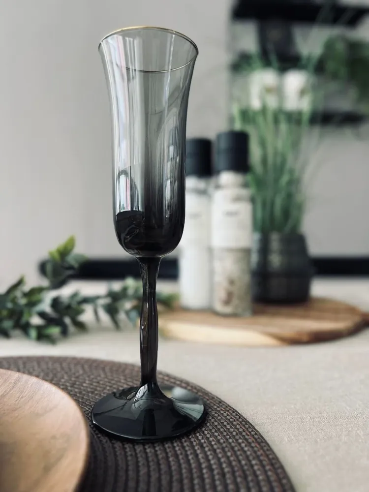 Champagneglas - Rökfärgat med guldkant