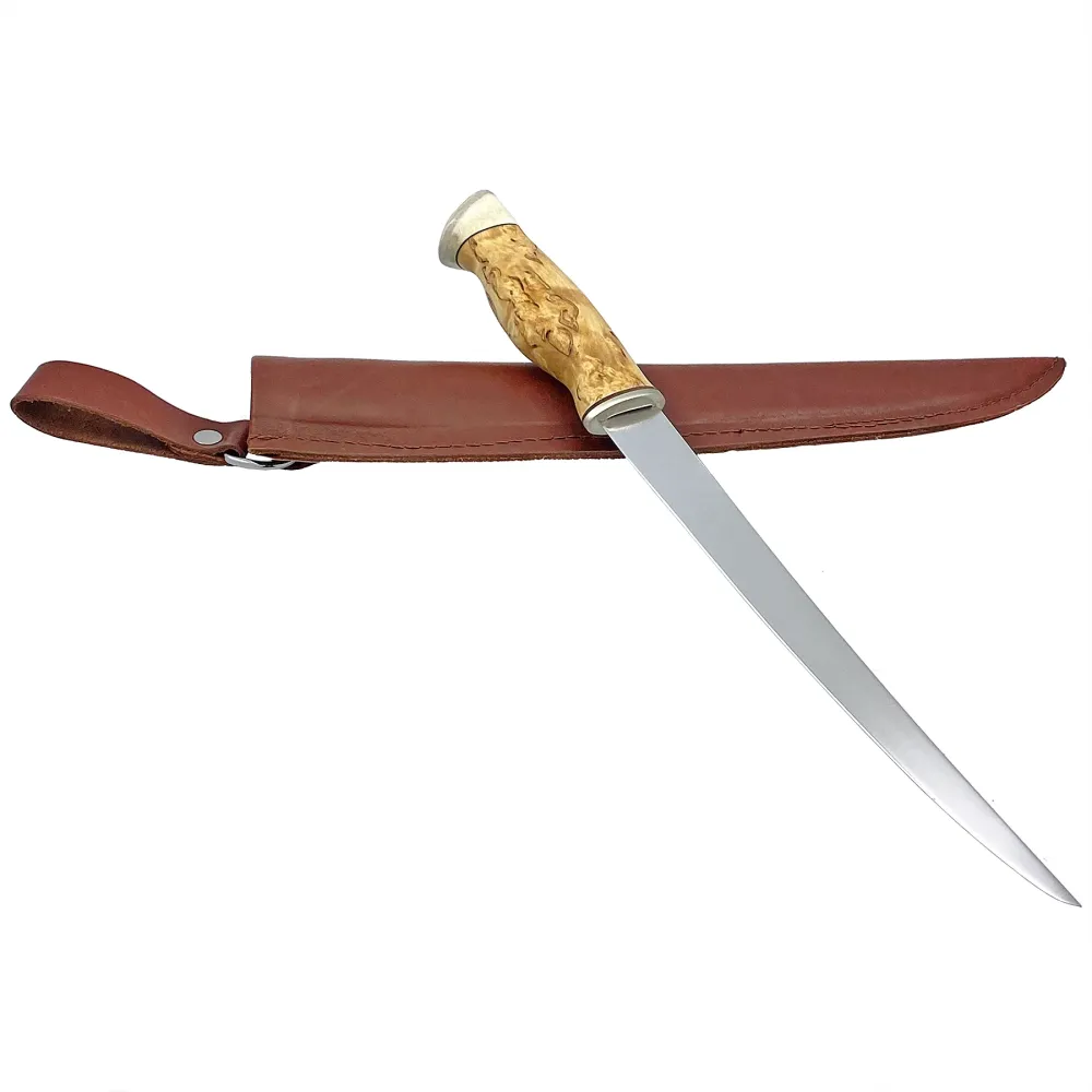 Filékniv 22 cm, masurbjörk & renhorn