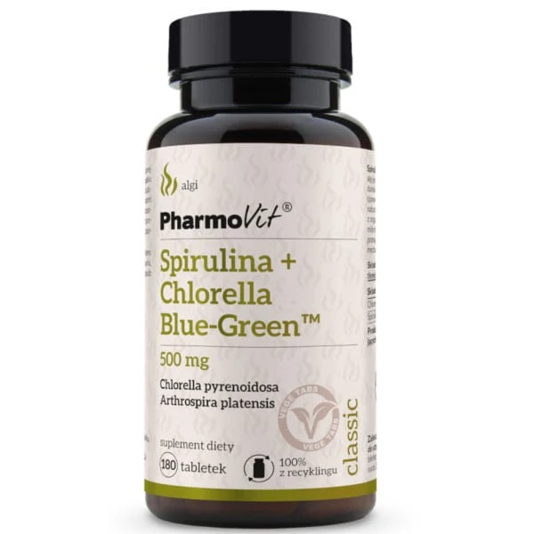 Pharmovit Spirulina + Chlorella Blågrön 180 t.