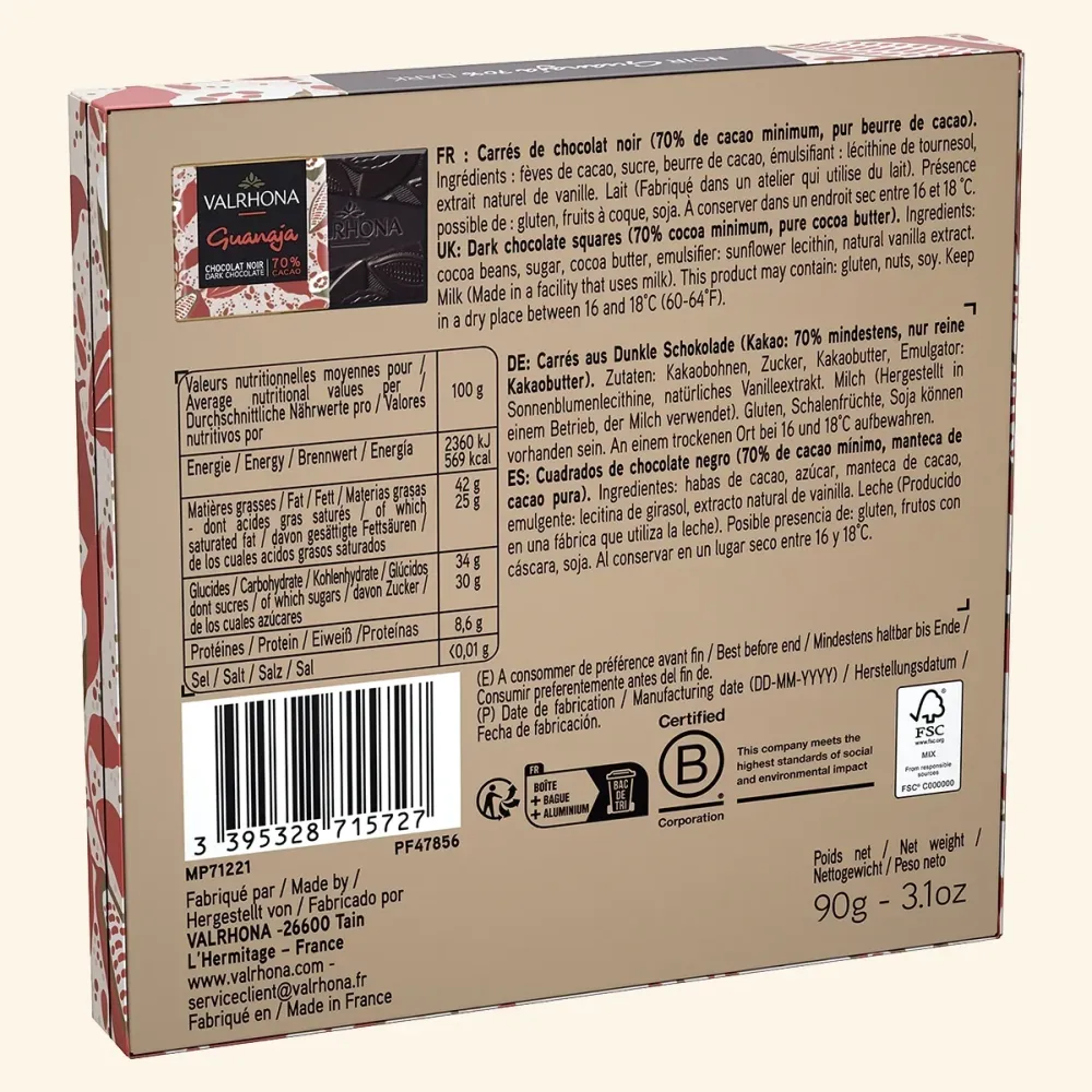 Gåvobox Guanaja 70 % – 18 mörka bitar – 90 g