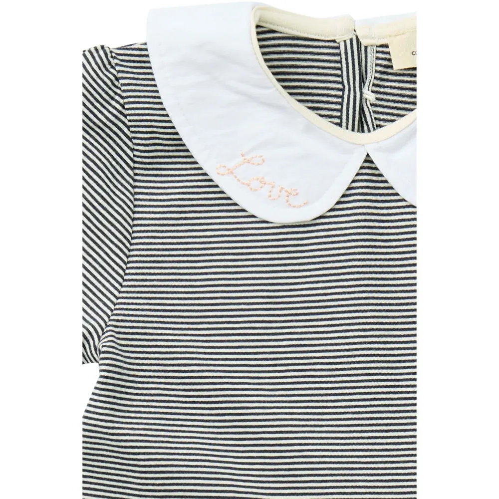 COPENHAGEN COLORS Navy/Cream Stripe stripes Klänning m. Poplin Krage 80