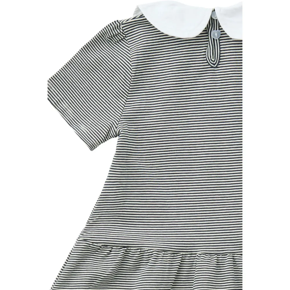 COPENHAGEN COLORS Navy/Cream Stripe stripes Klänning m. Poplin Krage 80