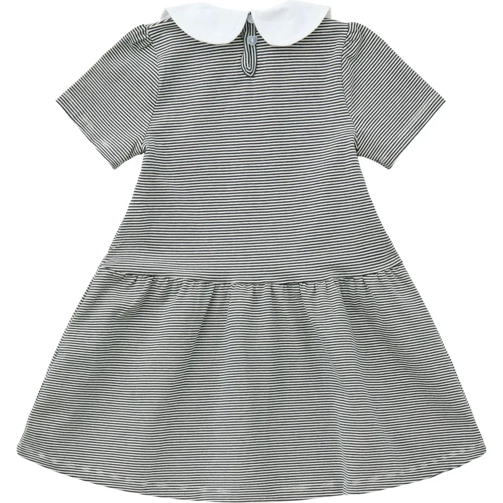 COPENHAGEN COLORS Navy/Cream Stripe stripes Klänning m. Poplin Krage 80