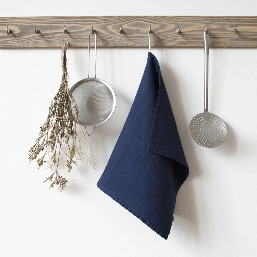 Kökshandduk i naturlinne, Navy | Linen Tales