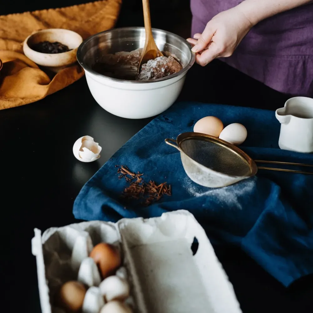 Kökshandduk i naturlinne, Navy | Linen Tales