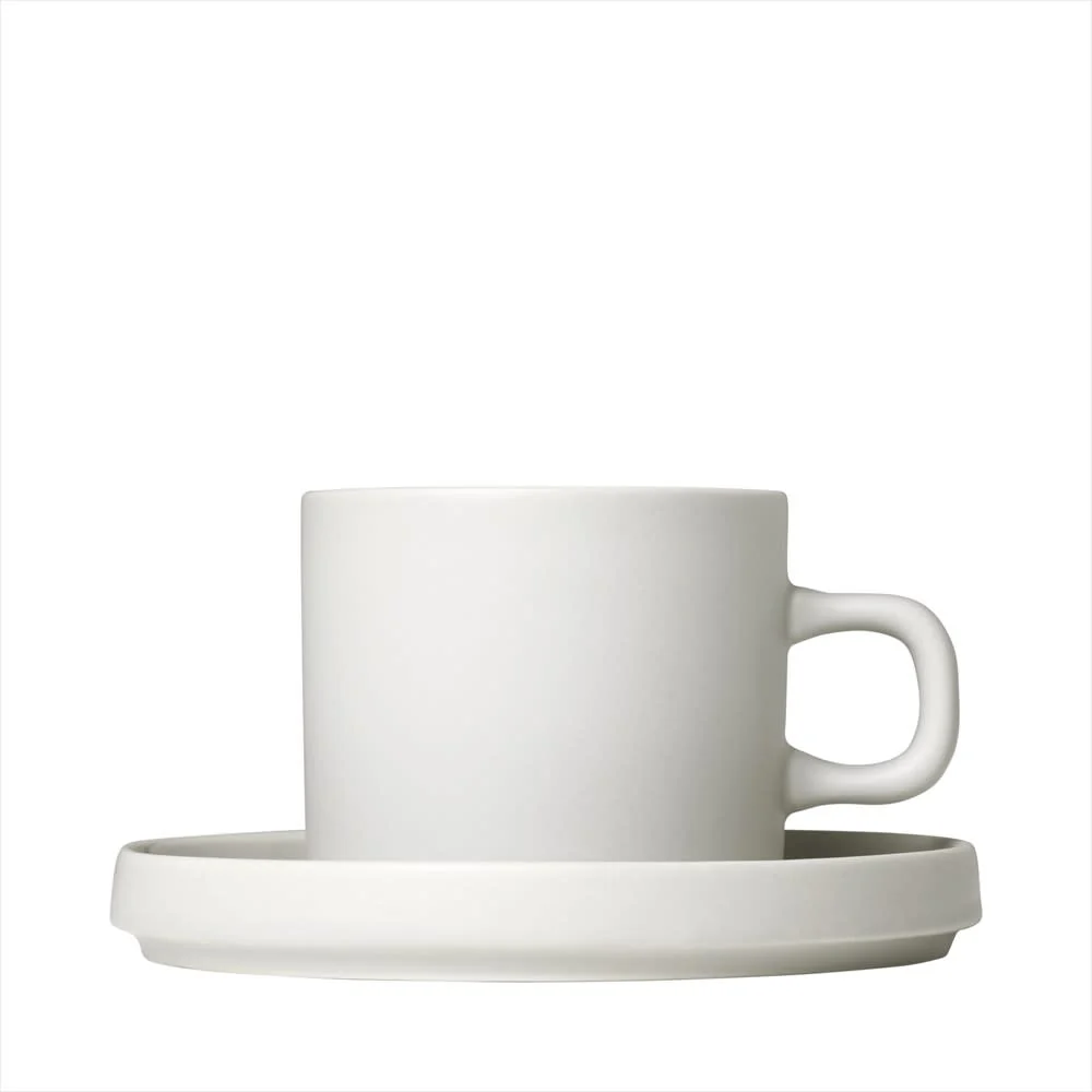 Pilar Kaffekoppar med fat Moonbeam, duo-pack