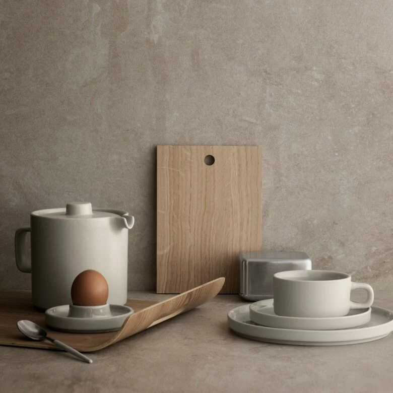Pilar Kaffekoppar med fat Moonbeam, duo-pack