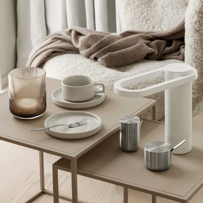 Pilar Kaffekoppar med fat Moonbeam, duo-pack
