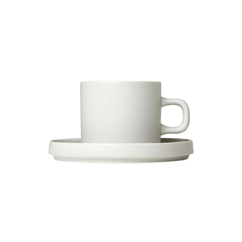 Pilar Kaffekoppar med fat Moonbeam, duo-pack