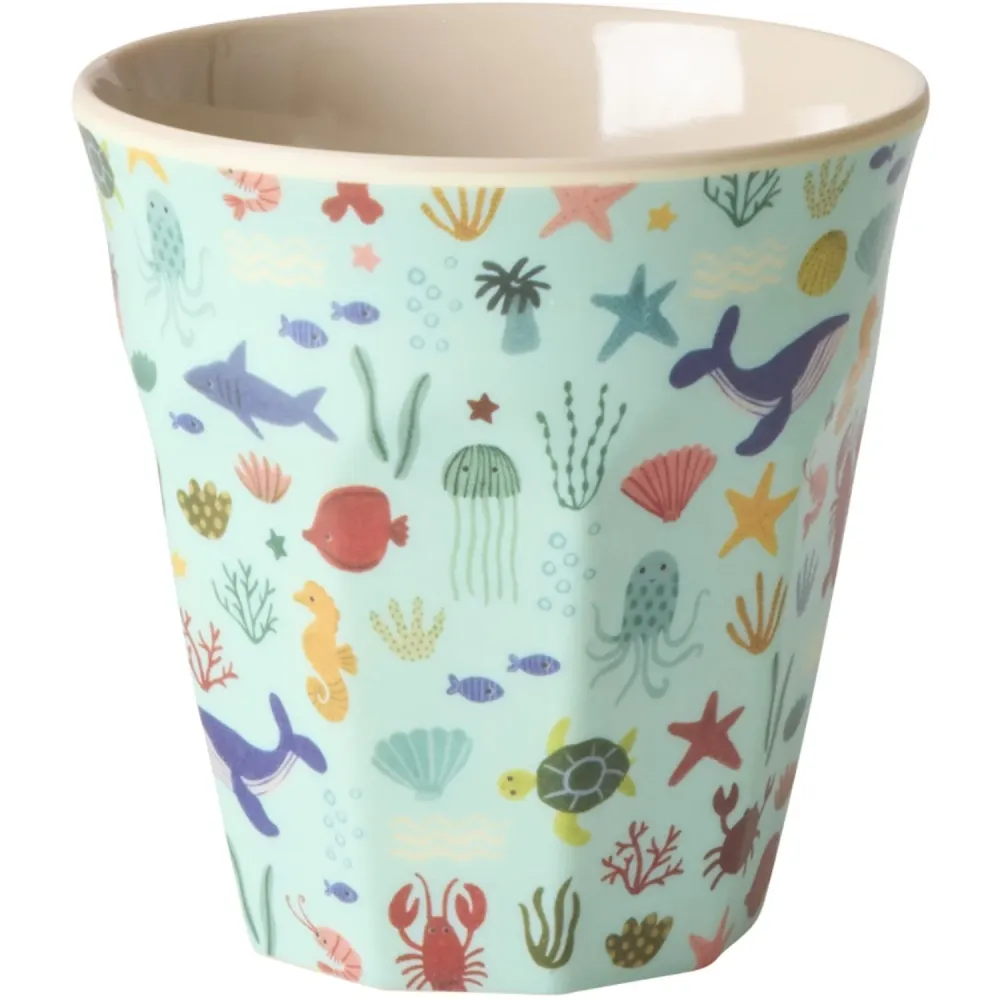 Rice Melamin Kopp Med Blue Ocean Print - Medium - 250 Ml