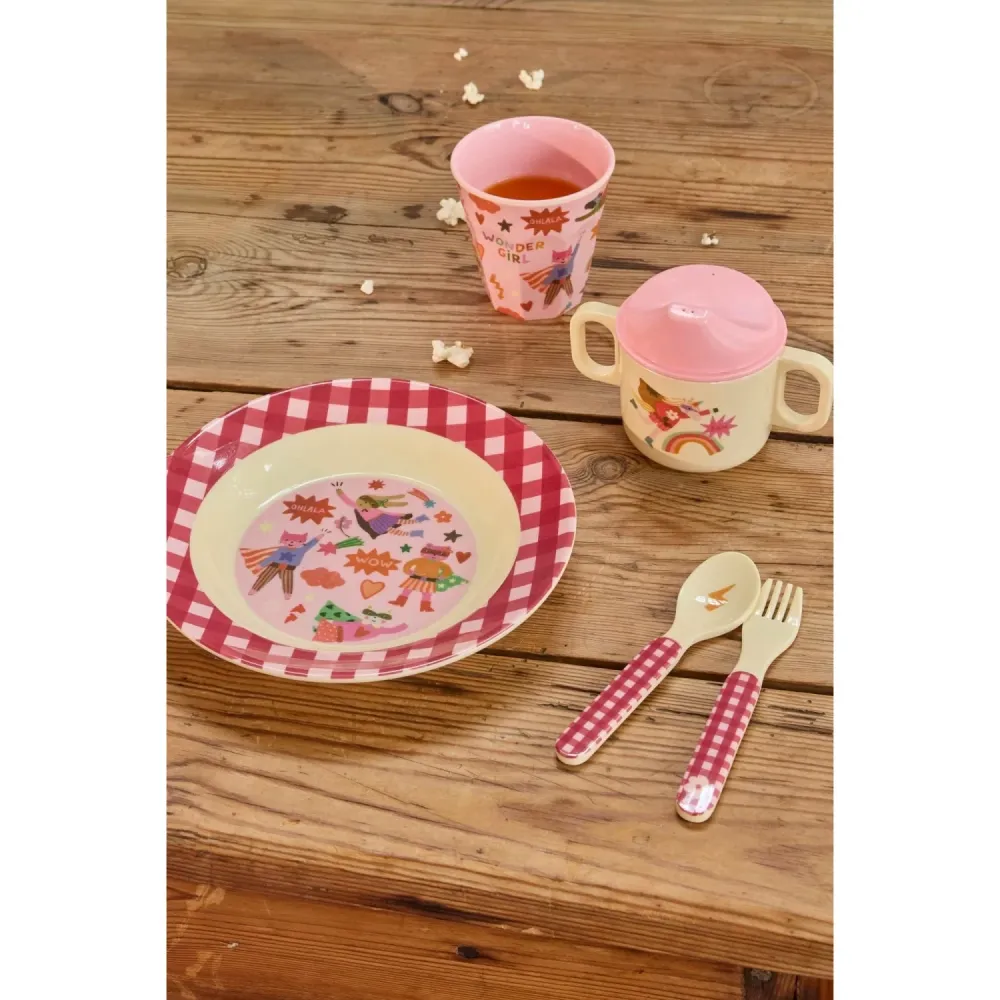 Rice Melamin Kopp Med Hero Print - Medium - Pink - 250 Ml