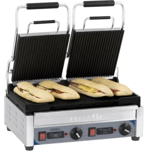 Dubbelkontaktgrill High-end räfflad - räfflad med timer