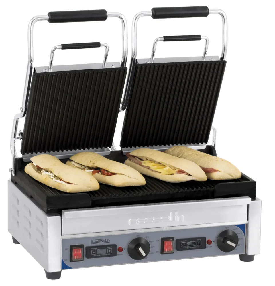 Dubbelkontaktgrill High-end räfflad - räfflad med timer