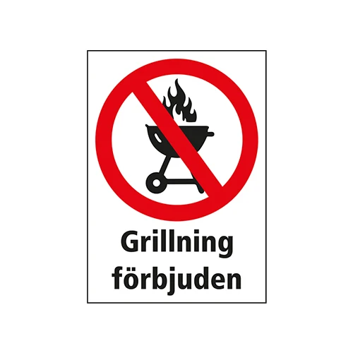 Grillning förbjuden dekal 148x210mm
