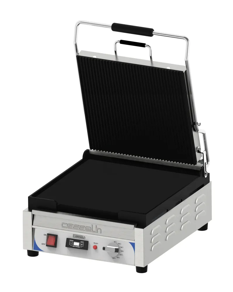 Kontaktgrill Toppklass räfflade - slät med timer - XL