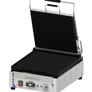 Kontaktgrill Toppklass räfflade - slät med timer - XL