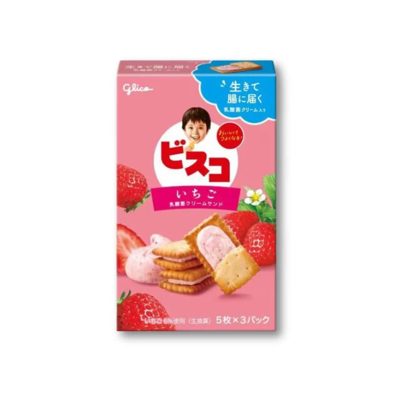 Glico Bisco Cream Biscuit Sandwich - Jordgubb