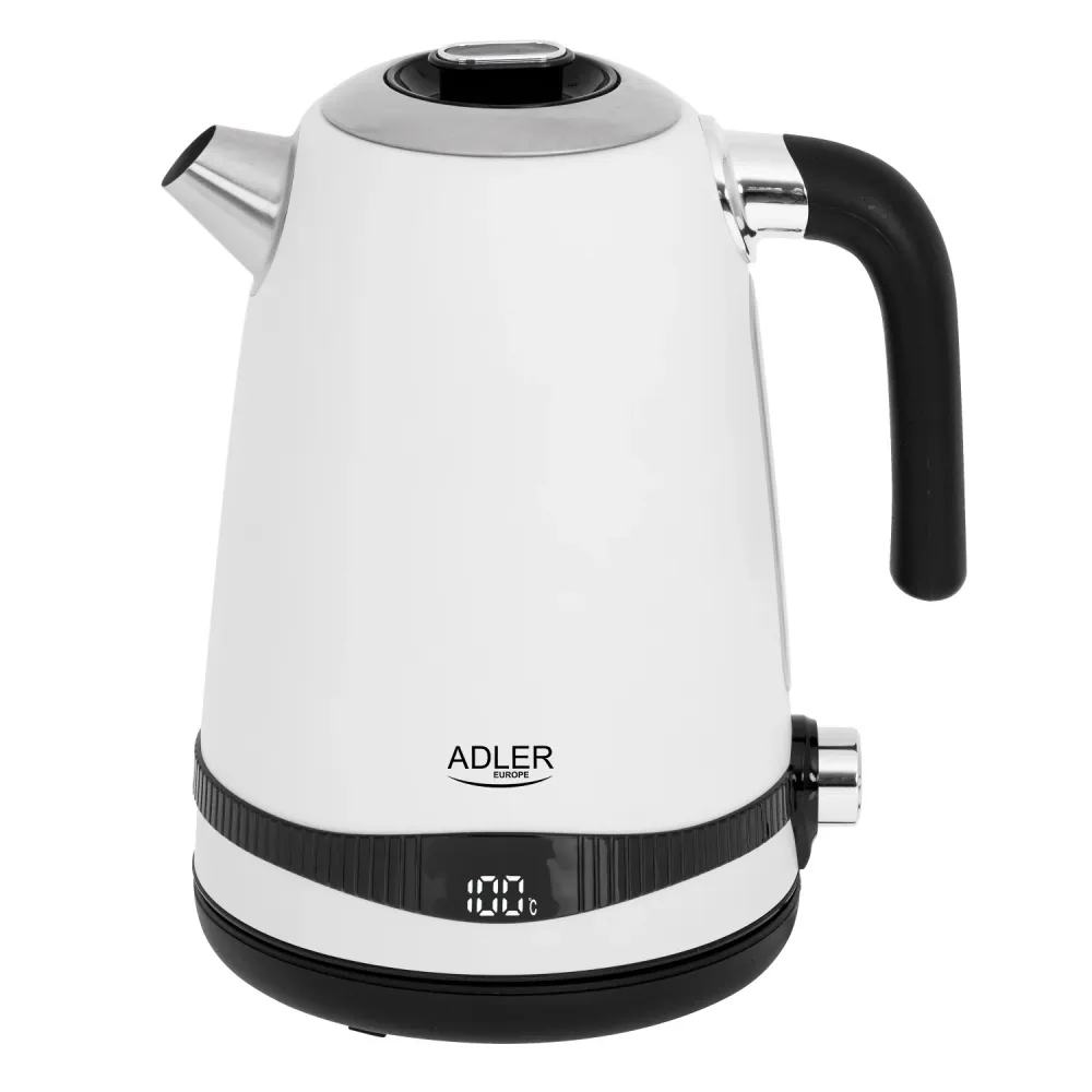 Adler vattenkokare, kabelfri, LCD-display, 2200 W, 1,7 l, AD 1295w