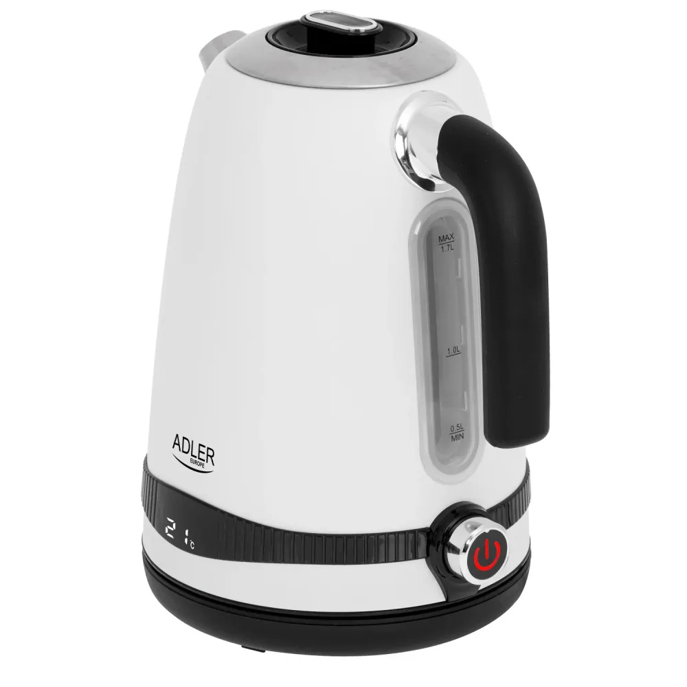 Adler vattenkokare, kabelfri, LCD-display, 2200 W, 1,7 l, AD 1295w