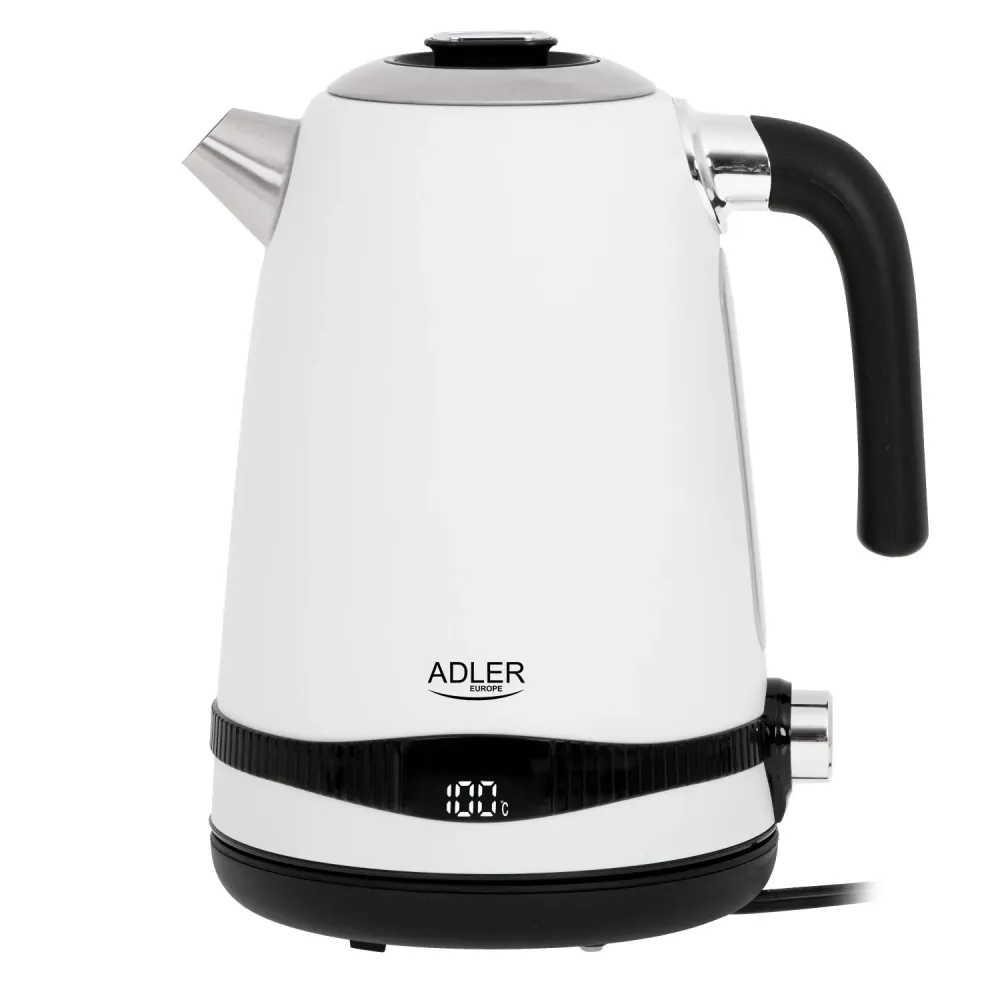 Adler vattenkokare, kabelfri, LCD-display, 2200 W, 1,7 l, AD 1295w