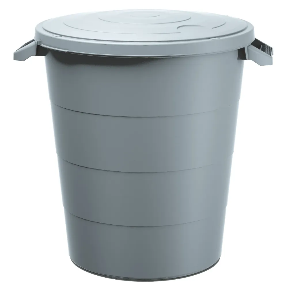 Keden GLOSSY Avfallskorg Med Handtag - Slät Grå 120 L