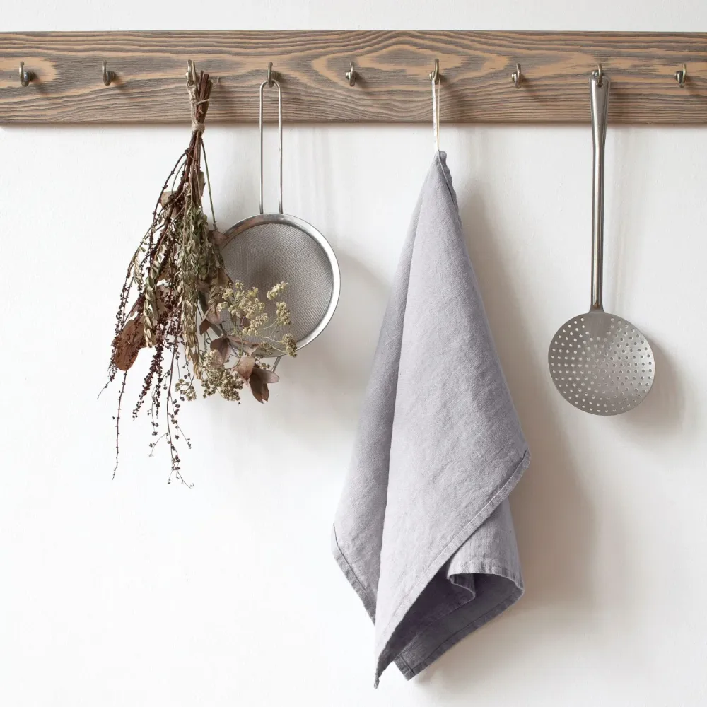 Kökshandduk i naturlinne, Light Grey | Linen Tales