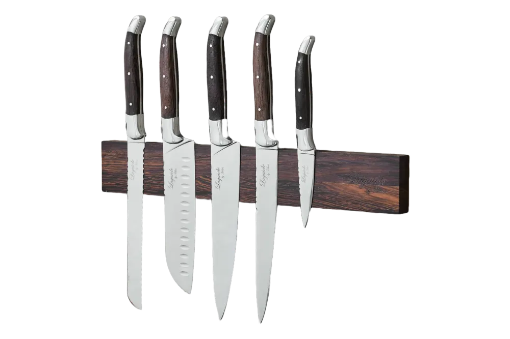 Knivar FunNordic Laguiole Hâws Kockset 5 delar + Väggknivställ Wengé