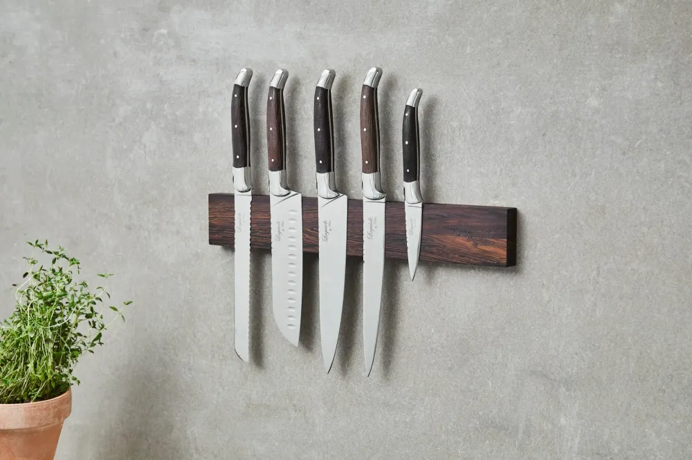 Knivar FunNordic Laguiole Hâws Kockset 5 delar + Väggknivställ Wengé