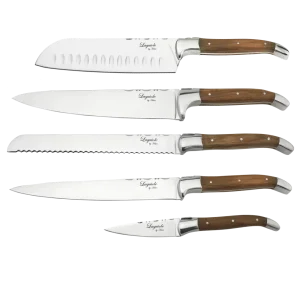 Knivar FunNordic Laguiole Hâws kockset med knivblock olivträ