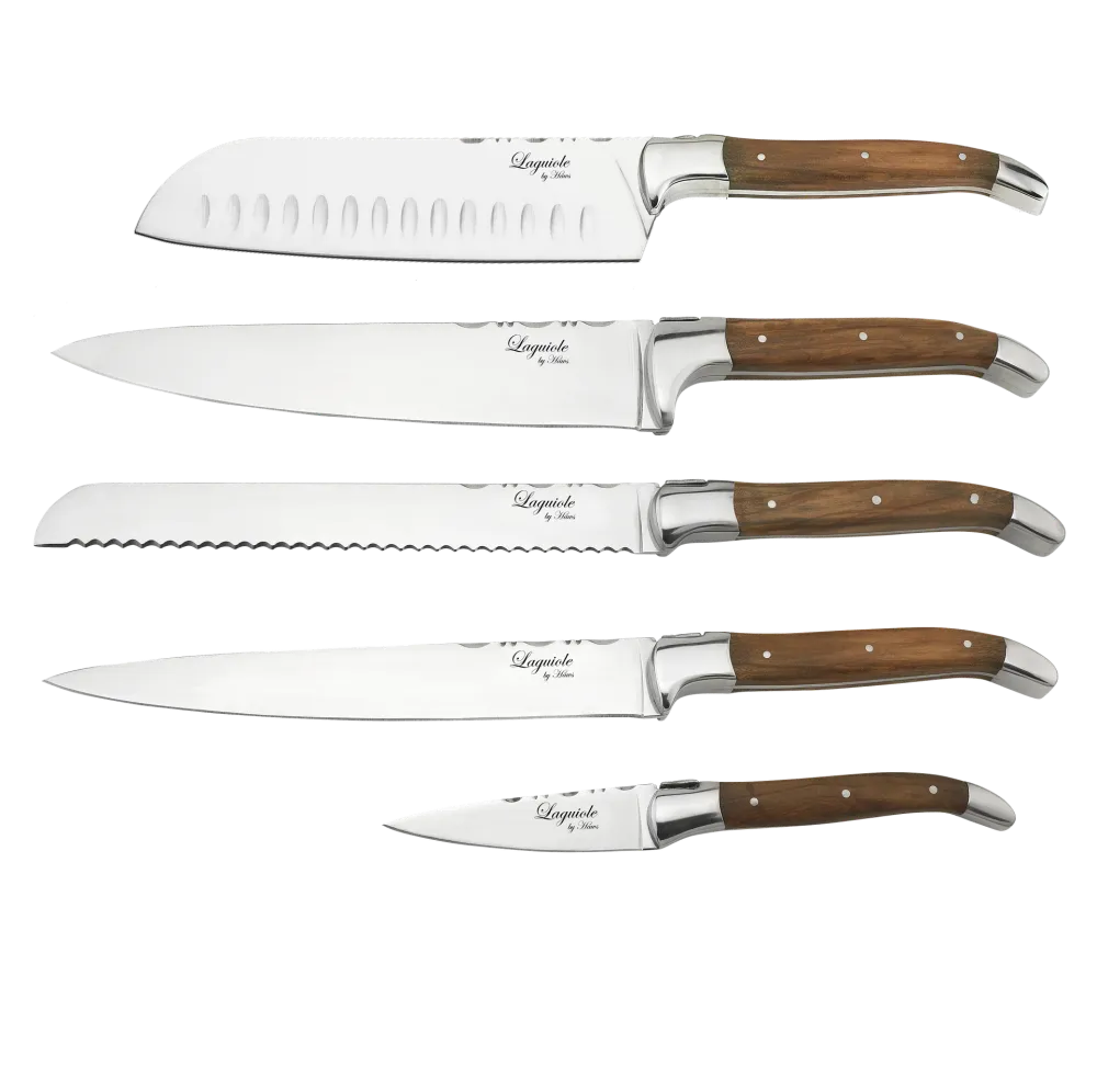 Knivar FunNordic Laguiole Hâws kockset med knivblock olivträ