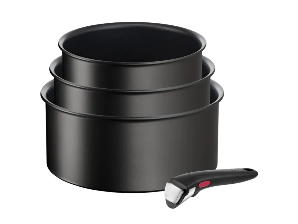 Tefal Kastrullset INGENIO ECO RESIST L3979202, set i 4, onyx, aluminium