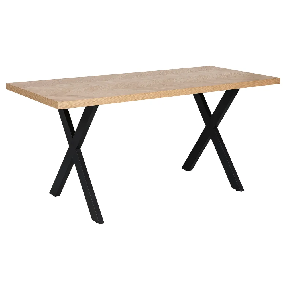 Calvin - Fiskbensbord 150 x 90 cm i ekfanér/svart med korsben