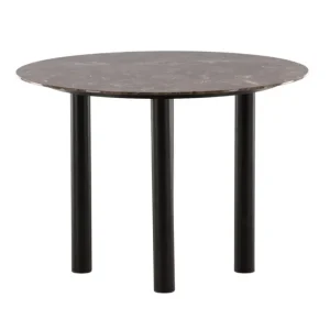 Matbord Venture Home Havsten Runt 106 cm Kolsvart / Mörkbrun Marmor