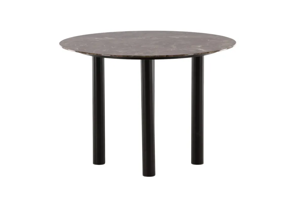 Matbord Venture Home Havsten Runt 106 cm Kolsvart / Mörkbrun Marmor