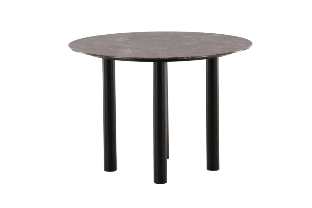 Matbord Venture Home Havsten Runt 106 cm Kolsvart / Mörkbrun Marmor