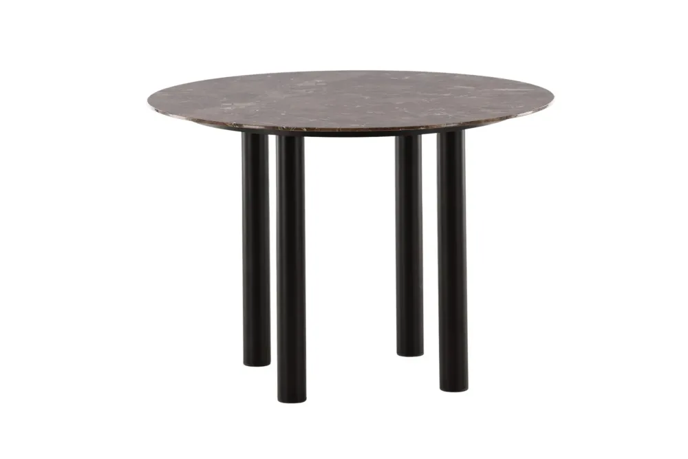 Matbord Venture Home Havsten Runt 106 cm Kolsvart / Mörkbrun Marmor