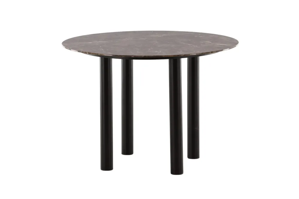 Matbord Venture Home Havsten Runt 106 cm Kolsvart / Mörkbrun Marmor