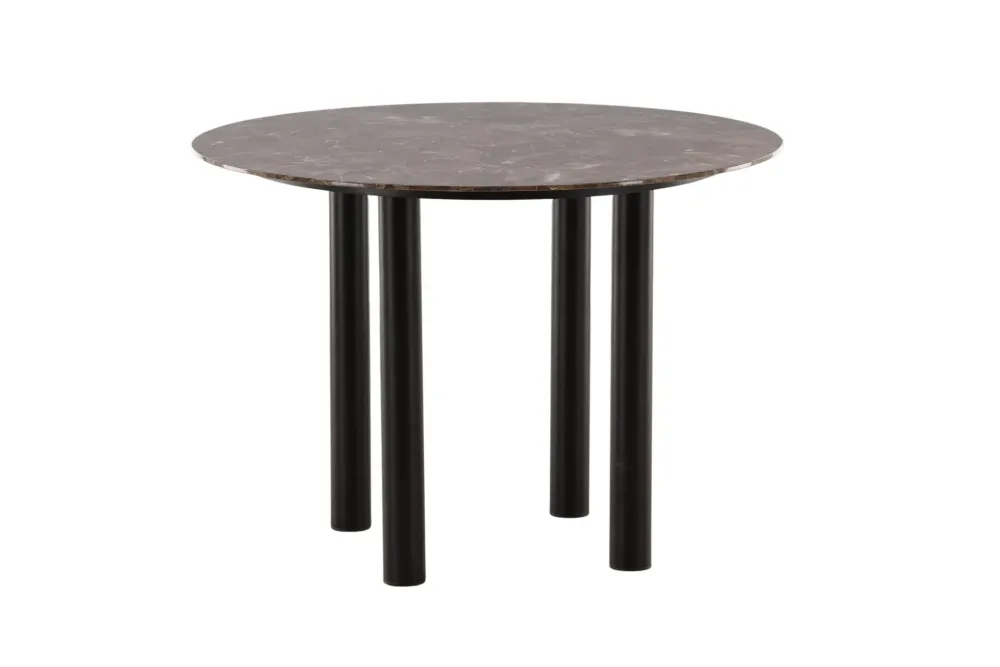 Matbord Venture Home Havsten Runt 106 cm Kolsvart / Mörkbrun Marmor