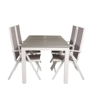 Matgrupp Venture Home Albany Rektangulärt 125/210x90 cm Krita / Grå med Break Stolar