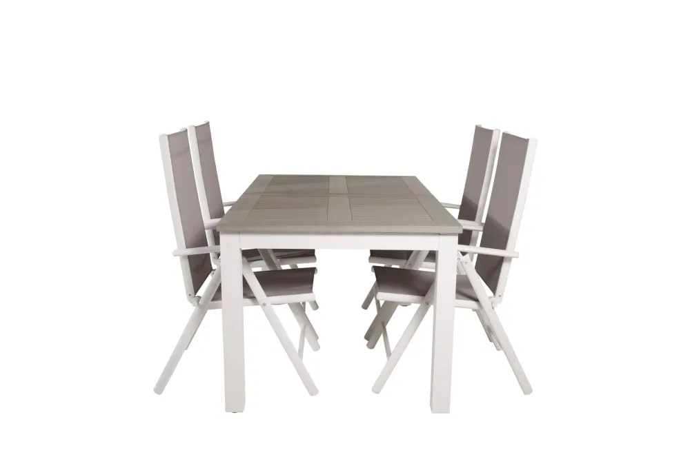 Matgrupp Venture Home Albany Rektangulärt 125/210x90 cm Krita / Grå med Break Stolar