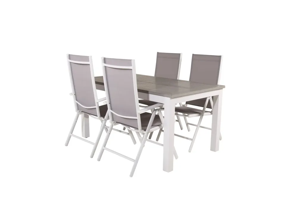Matgrupp Venture Home Albany Rektangulärt 125/210x90 cm Krita / Grå med Break Stolar