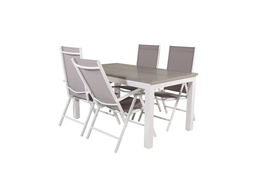 Matgrupp Venture Home Albany Rektangulärt 125/210x90 cm Krita / Grå med Break Stolar
