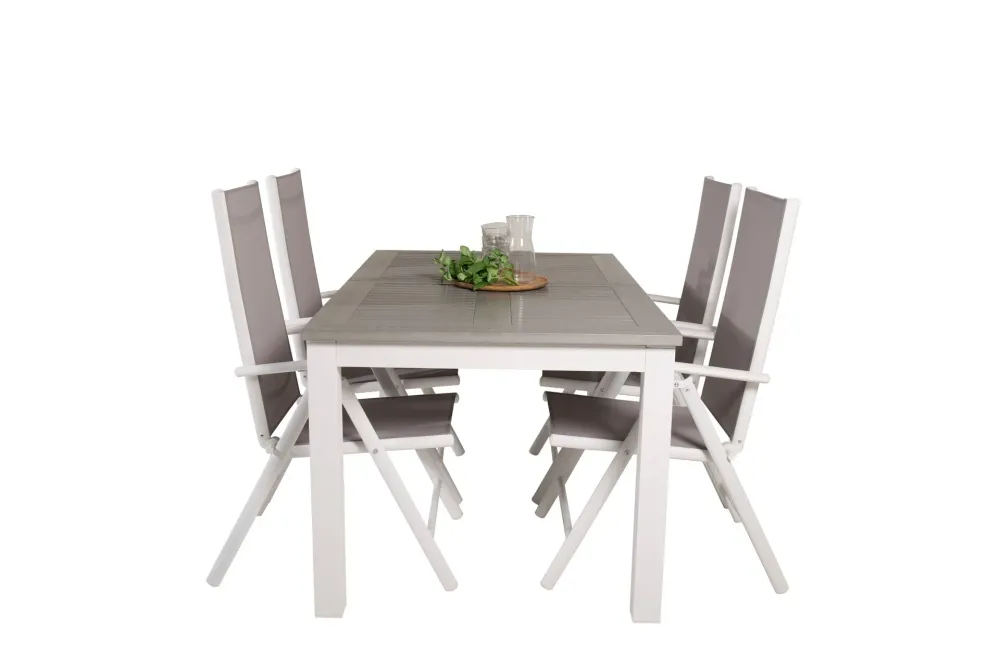 Matgrupp Venture Home Albany Rektangulärt 125/210x90 cm Krita / Grå med Break Stolar