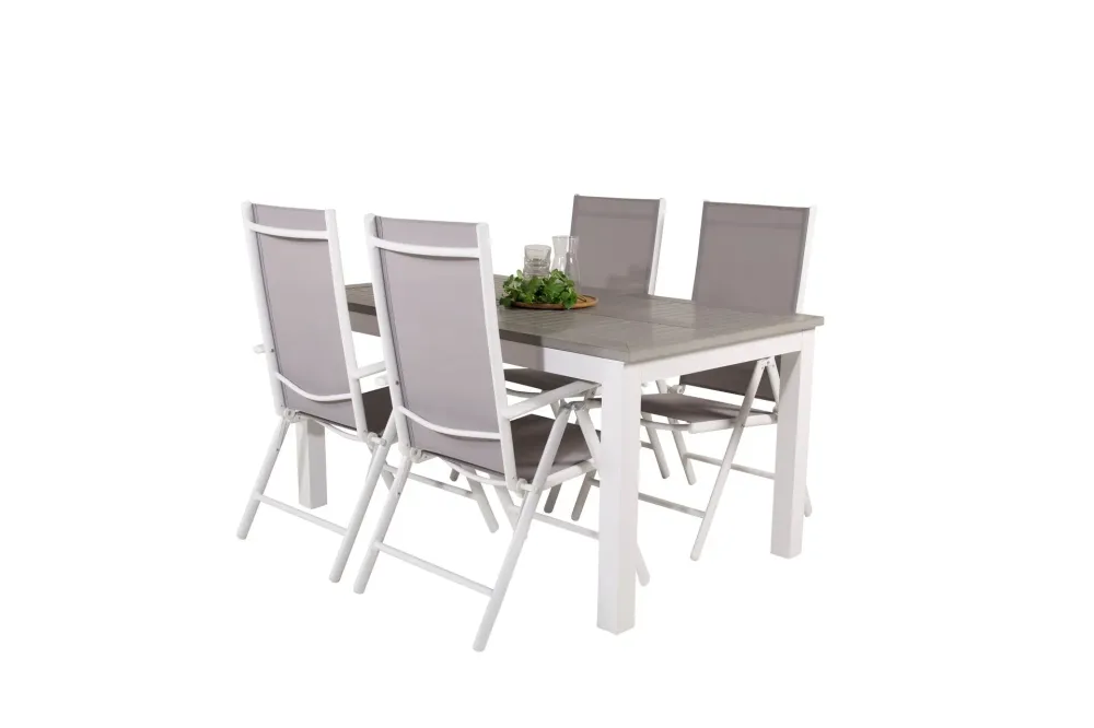 Matgrupp Venture Home Albany Rektangulärt 125/210x90 cm Krita / Grå med Break Stolar