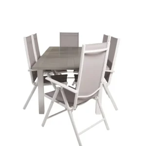 Matgrupp Venture Home Albany Rektangulärt 125/210x90 cm Krita / Grå med Break Stolar