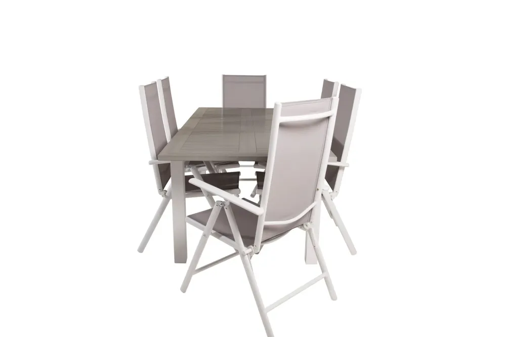 Matgrupp Venture Home Albany Rektangulärt 125/210x90 cm Krita / Grå med Break Stolar