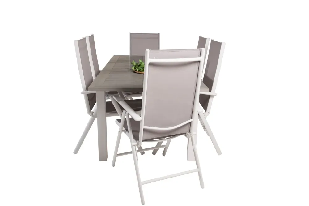 Matgrupp Venture Home Albany Rektangulärt 125/210x90 cm Krita / Grå med Break Stolar